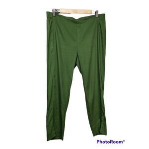 Women's J. Jill Stretch Crop Pants Green Taper Leg Linen Blend Size Medium